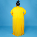 Plus Size Solid Tank Top+Long Cloak+Pants 3 Piece Sets NNWF-7293