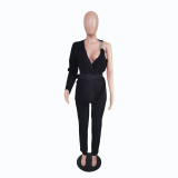 Sexy One Shoulder Belted Blazer Two Piece Suits BS-1283