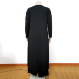 Plus Size Solid Tank Top+Long Cloak+Pants 3 Piece Sets NNWF-7293