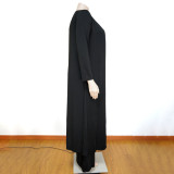 Plus Size Solid Tank Top+Long Cloak+Pants 3 Piece Sets NNWF-7293