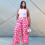 Plus Size Casual Printed Wide Leg Pants ONY-5103