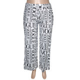 Plus Size Casual Printed Wide Leg Pants ONY-5103