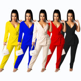 Sexy One Shoulder Belted Blazer Two Piece Suits BS-1283