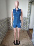 Denim Ripped Sleeveless Jeans Romper LX-6912