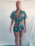 Casual Printed Short Sleeve Shirt And Shorts 2 Piece Sets OMY-80038