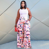 Plus Size Casual Printed Wide Leg Pants ONY-5103