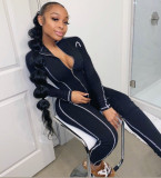 Casual Long Sleeve Zipper Skinny Jumpsuit JRF-3644