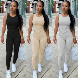 Solid Tank Top And Pants Two Piece Suits CH-8186