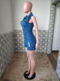 Denim Ripped Sleeveless Jeans Romper LX-6912