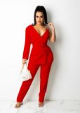 Sexy One Shoulder Belted Blazer Two Piece Suits BS-1283