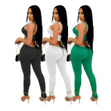 Sexy Solid One Shoulder Hollow Out Tight Jumpsuit DDF-88120
