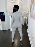 Casual Long Sleeve Zipper Skinny Jumpsuit JRF-3644