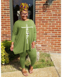 Plus Size Casual Long Sleeve Two Piece Pant Sets WAF-77241