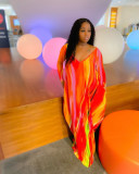 Casual Printed Long Sleeve Pocket Maxi Dress NIK-258