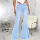 Plus Size Denim Butterfly Decorate Flared Jeans HSF-2576