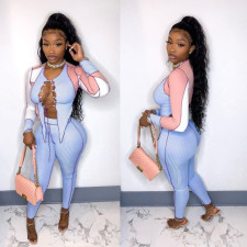 Sexy Patchwork Lace-Up Long Sleeve 2 Piece Pants Set BN-9295