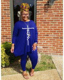 Plus Size Casual Long Sleeve Two Piece Pant Sets WAF-77241