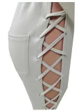 Solid Hooded Lace-Up Long Sleeve 2 Piece Sets MEM-88382