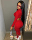 Solid Hooded Lace-Up Long Sleeve 2 Piece Sets MEM-88382