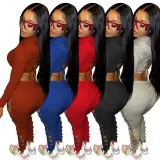 Solid Hooded Lace-Up Long Sleeve 2 Piece Sets MEM-88382
