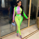 Gradient Hollow Out Long Sleeve 2 Piece Pants Set LDS-3290