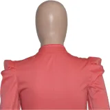 Solid Full Puff Sleeve Short Blazer Coat SH-390194