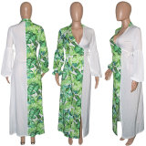 Floral Print Patchwork Full Sleeve Long Coat SH-390195