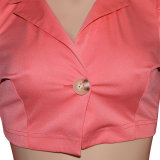 Solid Full Puff Sleeve Short Blazer Coat SH-390194