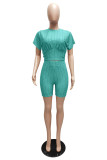 Casual Solid Slim-Waist Sports Two Piece Shorts Set MZ-2888