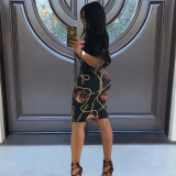 Sexy Printed Short Sleeve Slim Midi Dress MZ-2630