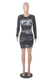 Sexy Mesh Patchwork Long Sleeve Club Dress MZ-2652
