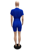 Casual Solid Slim-Waist Sports Two Piece Shorts Set MZ-2888