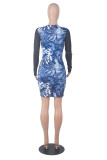 Sexy Mesh Patchwork Long Sleeve Club Dress MZ-2652