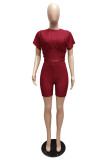 Casual Solid Slim-Waist Sports Two Piece Shorts Set MZ-2888