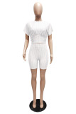 Casual Solid Slim-Waist Sports Two Piece Shorts Set MZ-2888