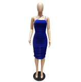 Sexy Ruched Split Spaghetti Strap Bodycon Club Dress MZ-2626
