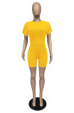 Casual Solid Short Sleeve Two Piece Shorts Set MZ-2629