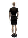 Sexy Mesh See Through Ruched Club Dress With Underwear MZ-2641