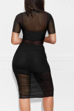 Sexy Mesh See Through Ruched Club Dress With Underwear MZ-2641