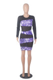 Sexy Mesh Patchwork Long Sleeve Club Dress MZ-2652