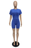 Casual Solid Short Sleeve Two Piece Shorts Set MZ-2629