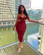 Sexy Solid Hollow Spaghetti Strap Midi Dress MZ-2653