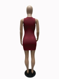 Sexy Solid Hollow Sleeveless Drawstring Club Dress MZ-2635