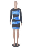 Sexy Mesh Patchwork Long Sleeve Club Dress MZ-2652