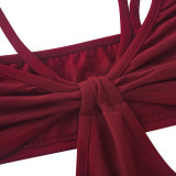 Sexy Solid Hollow Spaghetti Strap Midi Dress MZ-2653