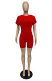 Casual Solid Short Sleeve Two Piece Shorts Set MZ-2629