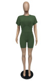 Casual Solid Short Sleeve Two Piece Shorts Set MZ-2629