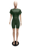 Casual Solid Slim-Waist Sports Two Piece Shorts Set MZ-2888