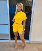 Casual Solid Short Sleeve Two Piece Shorts Set MZ-2629