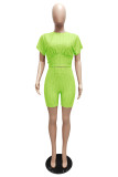 Casual Solid Slim-Waist Sports Two Piece Shorts Set MZ-2888